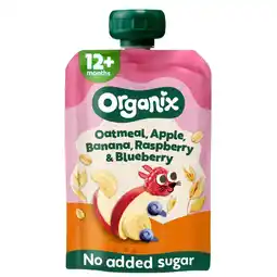Kruidvat Organix 12+M Haver, Appel, Banaan, Aardbei & Bosbes Knijpfruit aanbieding