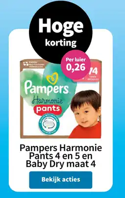 Plein.nl Pampers Harmonie Pants 4 en 5 en Baby Dry maat 4 aanbieding