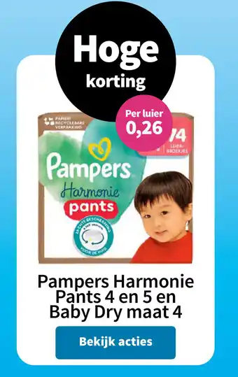 Plein.nl Pampers Harmonie Pants 4 en 5 en Baby Dry maat 4 aanbieding