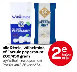 Spar Alle Ricola, Wilhelmina of Fortuin pepermunt aanbieding
