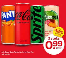 Spar Alle Coca-Cola, Fanta, Sprite of Fuze Tea aanbieding