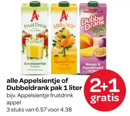 Spar Alle Appelsientje of Dubbeldrank pak 1 liter aanbieding