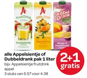 Spar Alle Appelsientje of Dubbeldrank pak 1 liter aanbieding