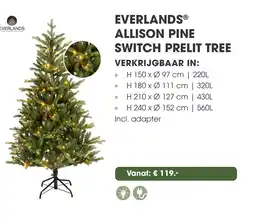 Coppelmans Everlands allison pine switch prelit tree aanbieding