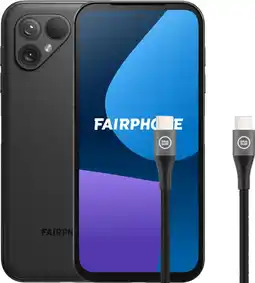 Coolblue Fairphone 5 256GB Zwart 5G + BlueBuilt Usb C Kabel 1,5m Nylon Zwart aanbieding