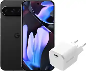 Coolblue Google Pixel 9 Pro XL 128GB Zwart 5G + BlueBuilt Oplader met Usb C Poort 30W Wit aanbieding