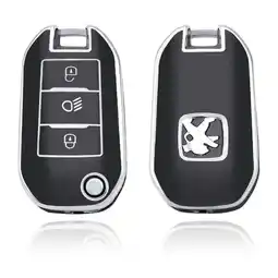 ANWB Dutch Shield Sleutelhoesje Peugeot zwart A3B Zwart-Zilver aanbieding