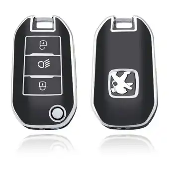 ANWB Dutch Shield Sleutelhoesje Peugeot zwart A3B Zwart-Zilver aanbieding