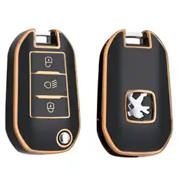 ANWB Dutch Shield Sleutelhoesje Peugeot goud A3B Zwart-Goud aanbieding