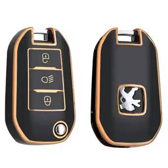 ANWB Dutch Shield Sleutelhoesje Peugeot goud A3B Zwart-Goud aanbieding