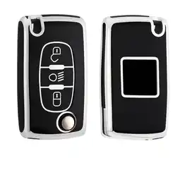 ANWB Dutch Shield Sleutelhoesje Peugeot zwart D3B Zwart-Zilver aanbieding