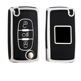 ANWB Dutch Shield Sleutelhoesje Peugeot zwart D3B Zwart-Zilver aanbieding