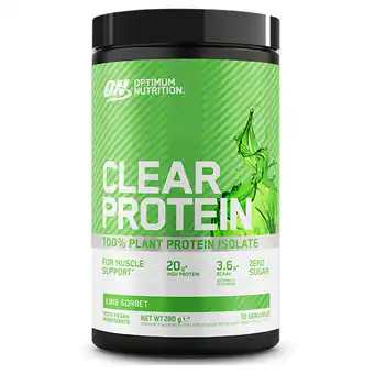 Holland & Barrett Optimum Nutrition Clear Protein 100% Plant Protein Isolate Lime Sorbet - 280g aanbieding