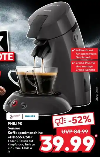 Kaufland DE Philips Senseo Kaffeepadmaschine HD6553/50 aanbieding