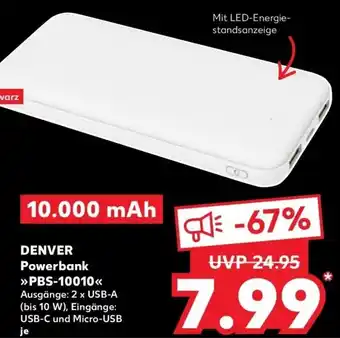 Kaufland DE Denver Powerbank PBS-10010 aanbieding