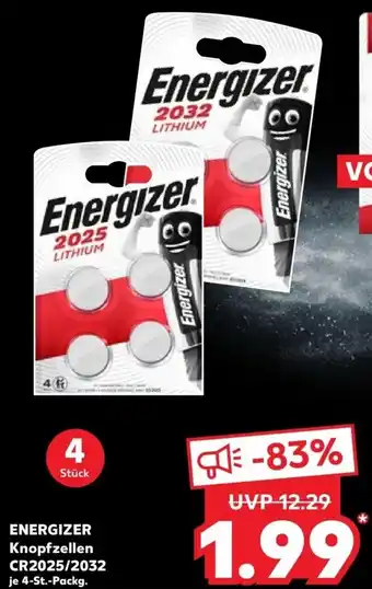 Kaufland DE Energizer Knopfzellen CR2025/2032 aanbieding