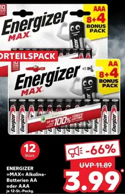 Kaufland DE Energizer Max Alkaline Batterien AA oder AAA aanbieding