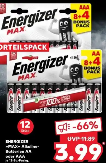 Kaufland DE Energizer Max Alkaline Batterien AA oder AAA aanbieding