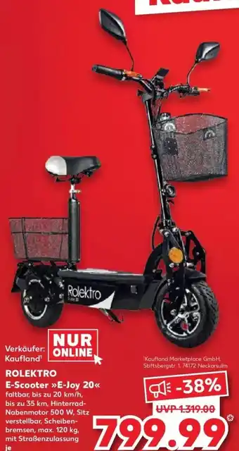 Kaufland DE Rolektro E-Scooter E-Joy 20 aanbieding