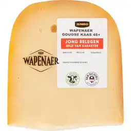 Jumbo Wapenaer Goudse Kaas Jong Belegen 48+ Stuk ca. 423 g aanbieding