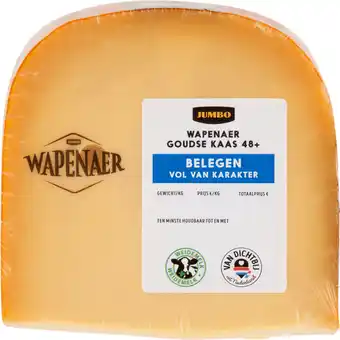 Jumbo Wapenaer Goudse Kaas Belegen 48+ Stuk ca. 402 g aanbieding