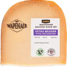Jumbo Wapenaer Goudse Kaas 48+ Extra Belegen Stuk ca. 393 g aanbieding