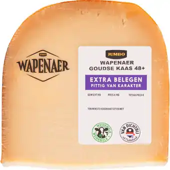 Jumbo Wapenaer Goudse Kaas 48+ Extra Belegen Stuk ca. 393 g aanbieding