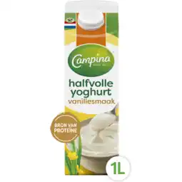 Jumbo Campina Halfvolle Yoghurt Vanillesmaak 1 L aanbieding