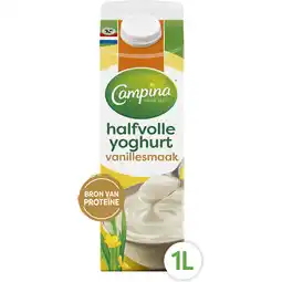 Jumbo Campina Halfvolle Yoghurt Vanillesmaak 1 L aanbieding