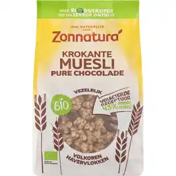 Jumbo Zonnatura Biologische Krokante Muesli Pure Chocolade 375 g aanbieding