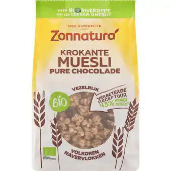 Jumbo Zonnatura Biologische Krokante Muesli Pure Chocolade 375 g aanbieding