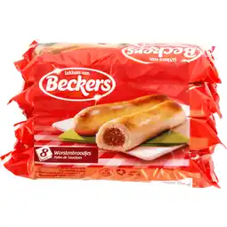 Jumbo Beckers Worstenbroodjes 8 x 80 g aanbieding