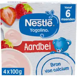 Jumbo Nestlé Yogolino Aardbei 6+ maanden baby toetje 4 x 100 g aanbieding