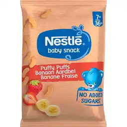 Jumbo Nestlé Baby Snack Puffy Puffs Banaan Aardbei 7m-36m 28 g aanbieding