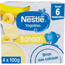 Jumbo Nestlé Yogolino Banaan 6+ maanden baby toetje 4 x 100 g aanbieding