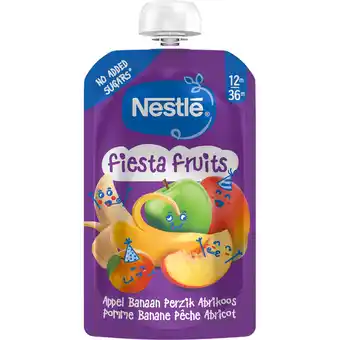 Jumbo Nestlé Fiesta Fruits Appel Banaan Perzik Abrikoos 12m-36m 110 g aanbieding