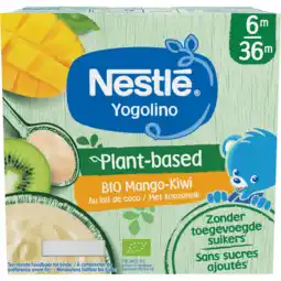 Jumbo Nestlé Yogolino Bio Mango-Kiwi met Kokosmelk 6m-36m 4 x 90 g aanbieding
