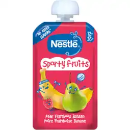 Jumbo Nestlé Sporty Fruits Peer Framboos Banaan 12m-36m 110 g aanbieding
