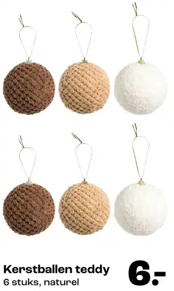 Kwantum Kerstballen teddy 6 stuks, naturel aanbieding