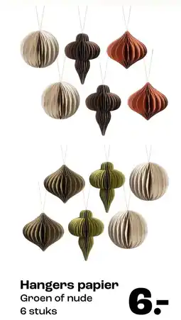 Kwantum Hangers papier Groen of nude 6 stuks aanbieding