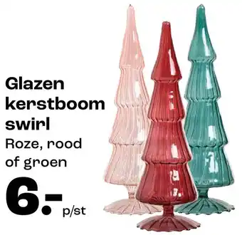 Kwantum Glazen kerstboom swirl Roze, rood of groen aanbieding