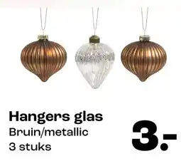 Kwantum Hangers glas Bruin/metallic 3 stuks aanbieding