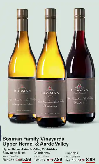 Sligro Bosman Family Vineyards Upper Hemel & Aarde Valley aanbieding