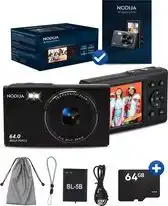 Bol.com NODIJA Digitale Camera 4K - Compact Camera 64MP - Fototoestel - Videocamera - 64GB SD-kaart aanbieding
