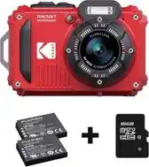 Bol.com Kodak WPZ2 - Compactcamera - Onderwatercamera - 16 megapixel - Rood - + 32gb geheugenkaart aanbieding