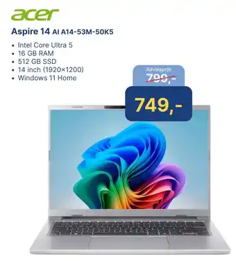 Levix Computershop acer Aspire 14 Al A14-53M-50K5 aanbieding
