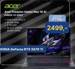 Levix Computershop Acer Predator Helios Neo 16 Al PHN16-73-95NY aanbieding