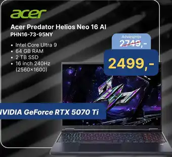 Levix Computershop Acer Predator Helios Neo 16 Al PHN16-73-95NY aanbieding