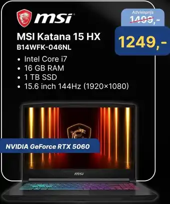 Levix Computershop MSI Katana 15 HX B14WFK-046NL aanbieding