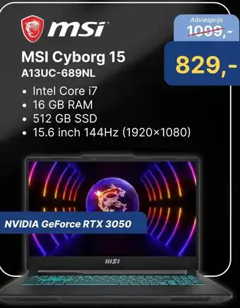 Levix Computershop MSI Cyborg 15 A13UC-689NL aanbieding